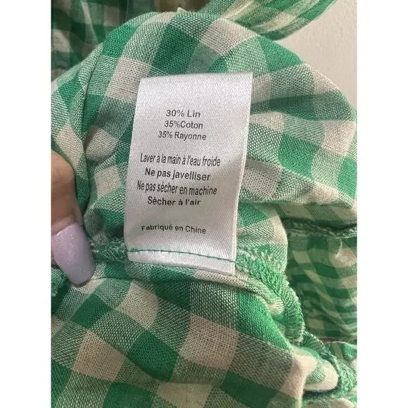 New Lush Dress Women's XS Mini Gingham Linen Blend Sundress Ruffle A-line Summer - Picture 7 of 13